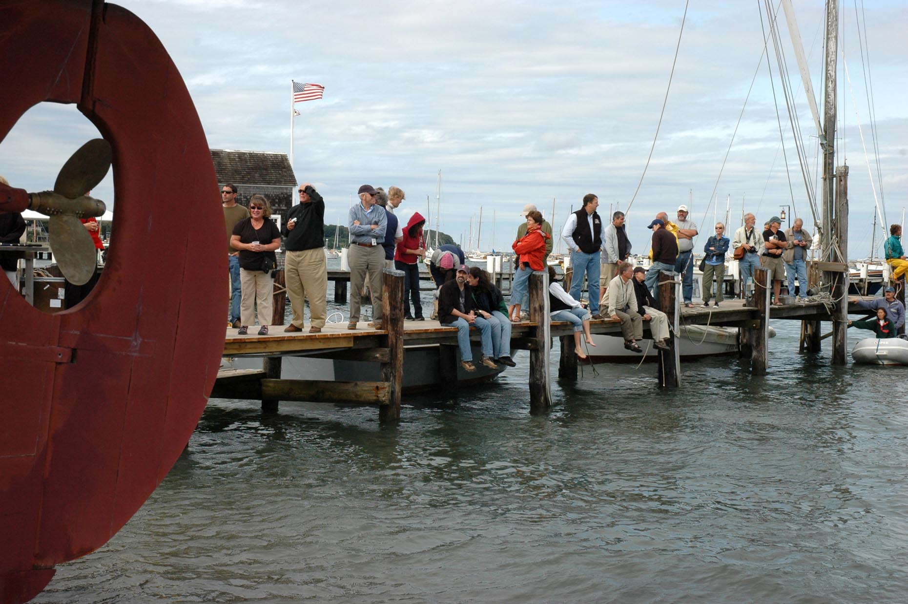 crowd on dock