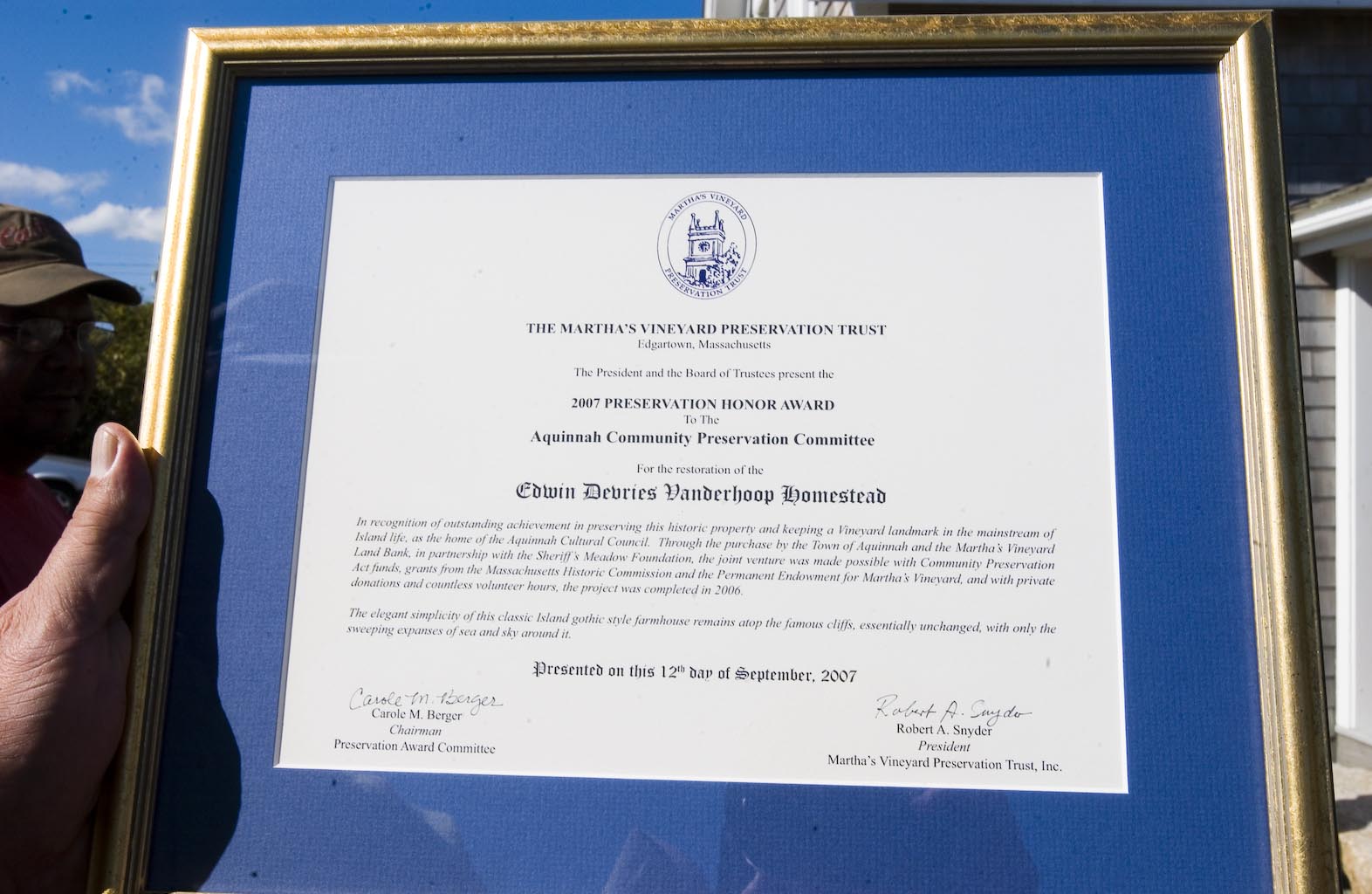 framed award