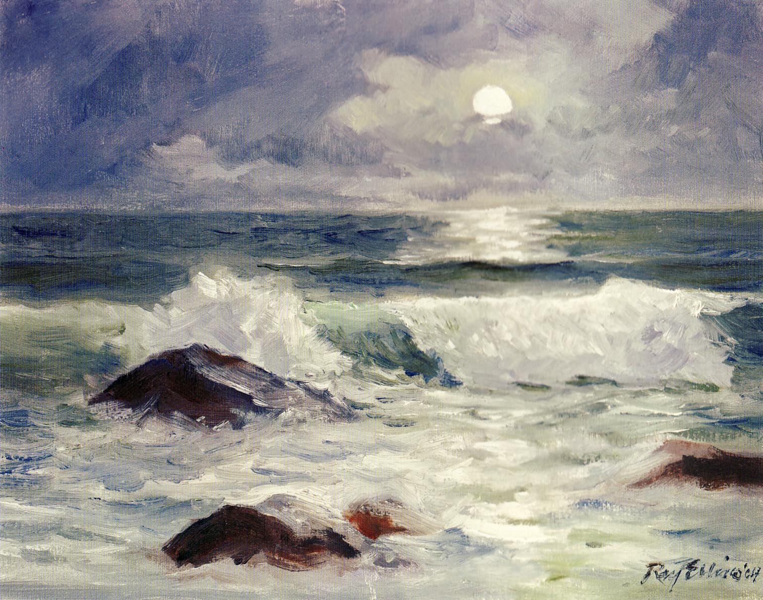 moonlit surf painting