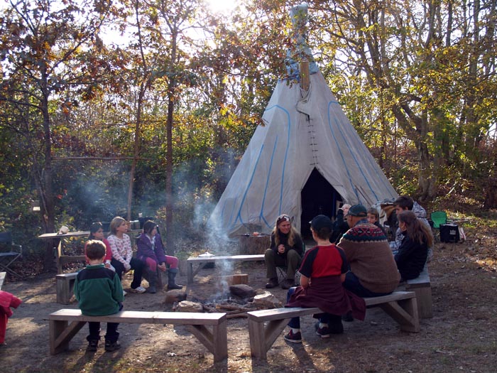 teepee fire pit kids forest