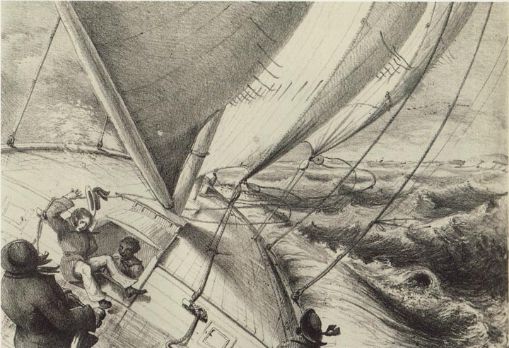 BW boat sailing