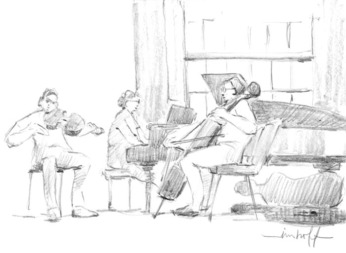 illustration musicians violin cello cello