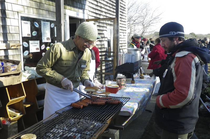 "tube steaks" served hot from the grill