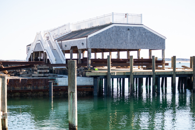 Fresh pilings and boards all around.