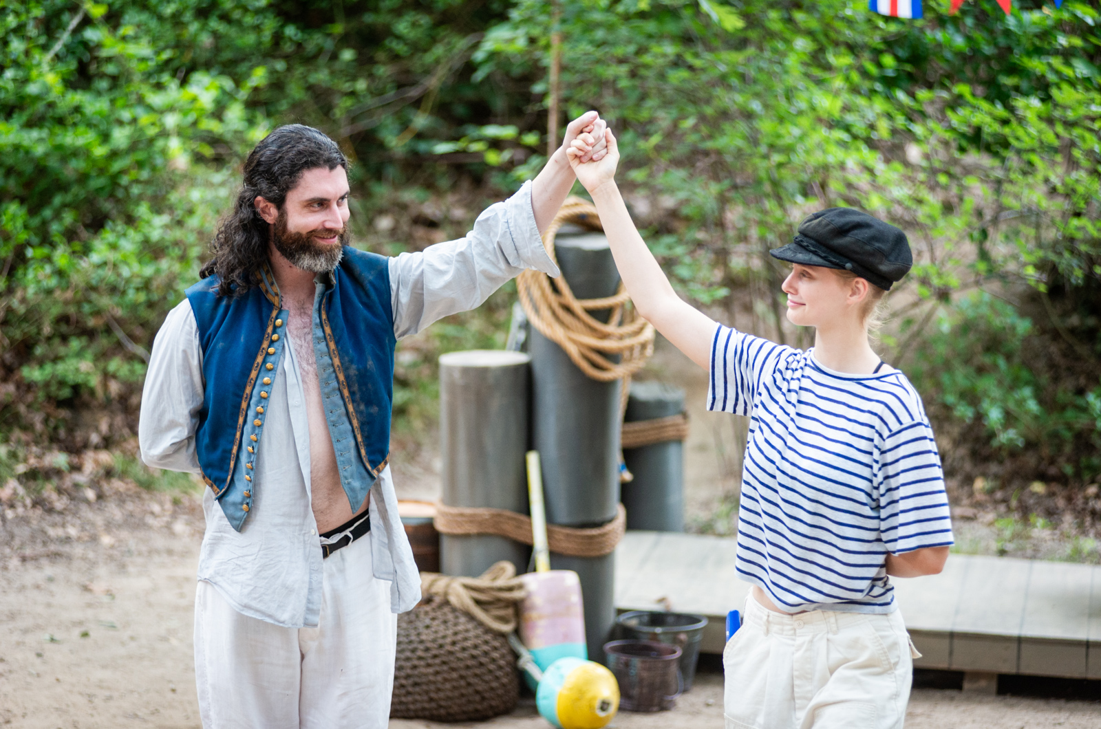 [l-r] Lagan Love (Duke Orsino), Cordelia Reynolds (Viola) share a tender moment.