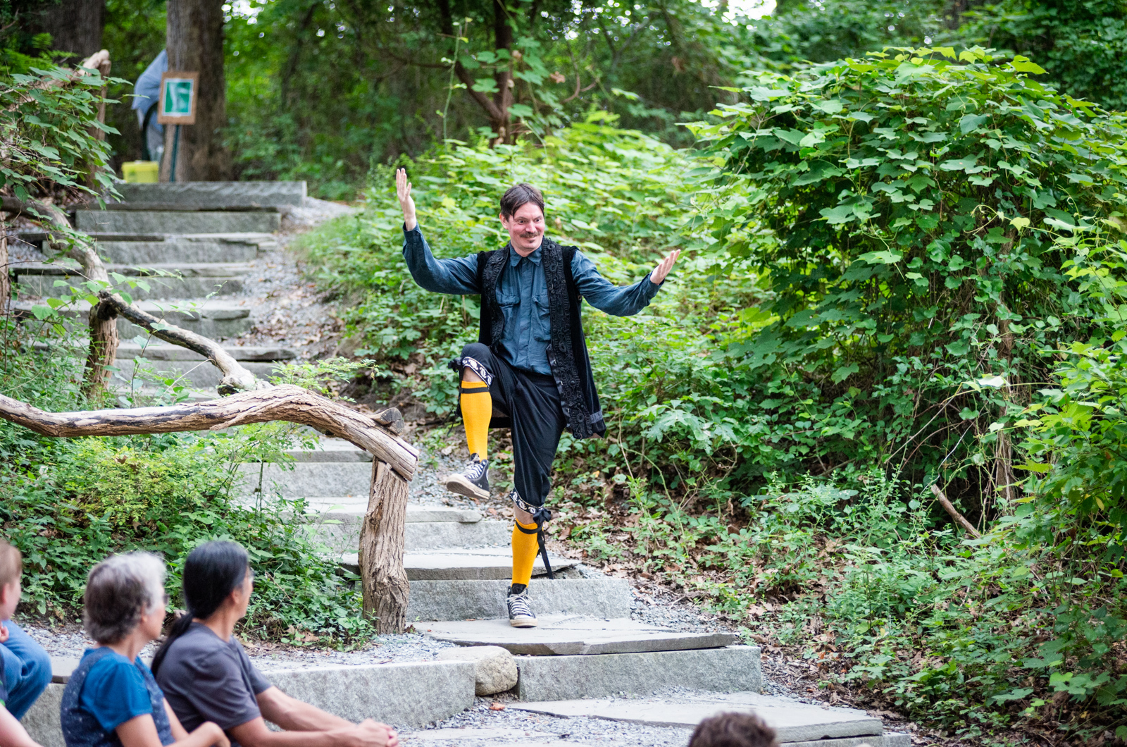 Xavier Powers (Malvolio) shows off his yellow stockings.