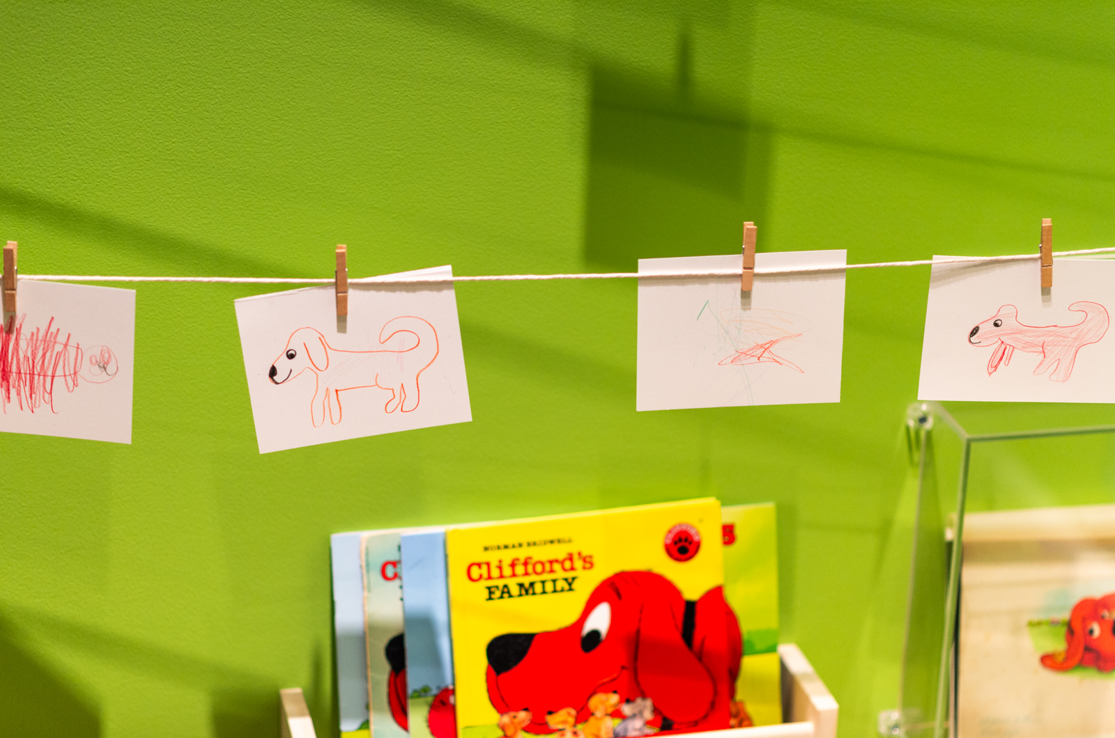 Some masterpieces up for display in the arts and crafts room.