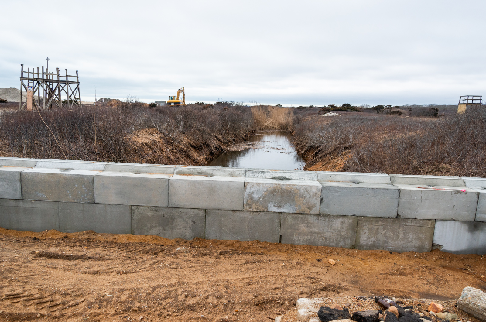 Wall now blocks the old Herring Creek.