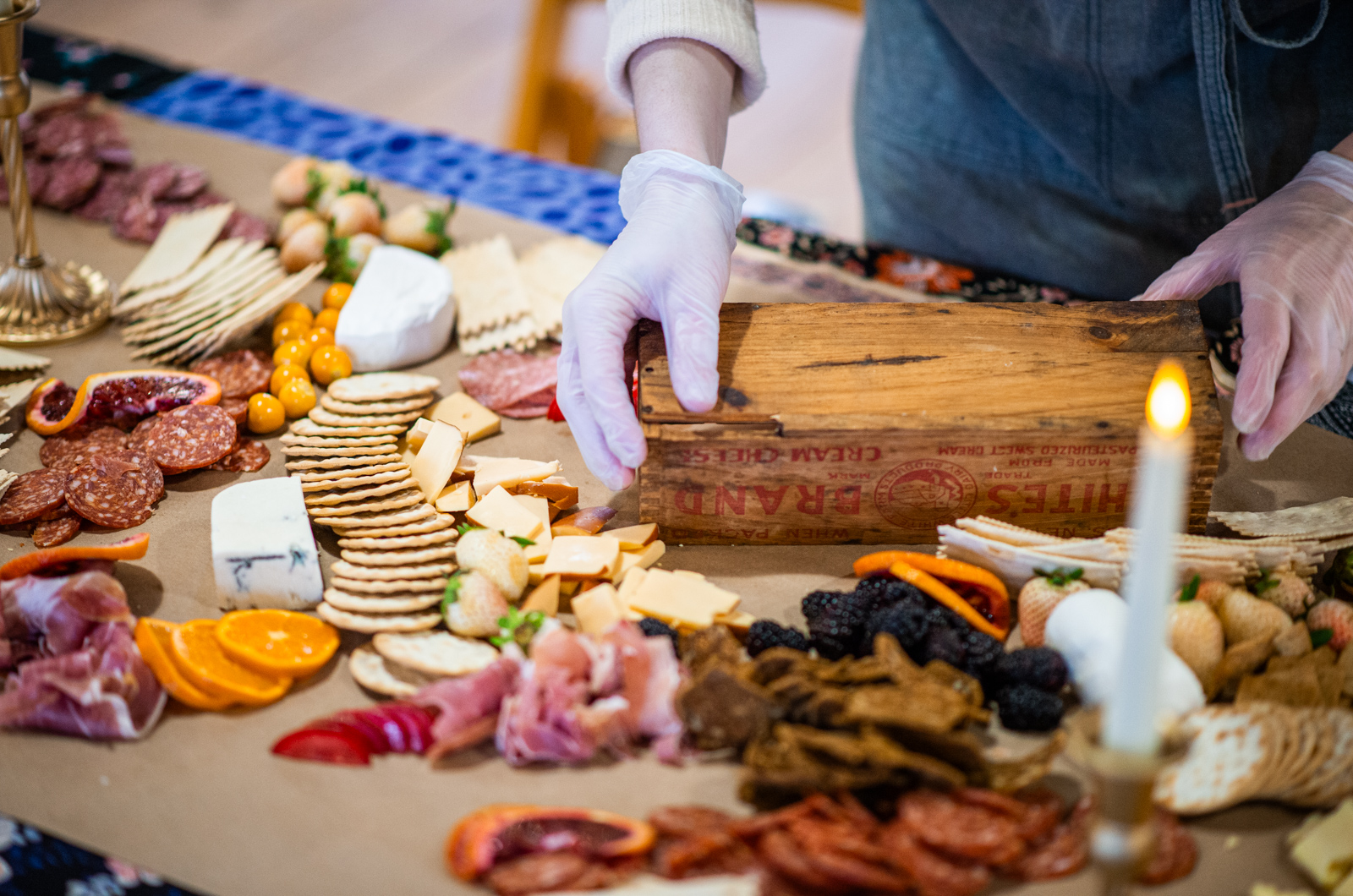 Nina Levin of Stoney Hill Pizza prepares Charcuterie board.