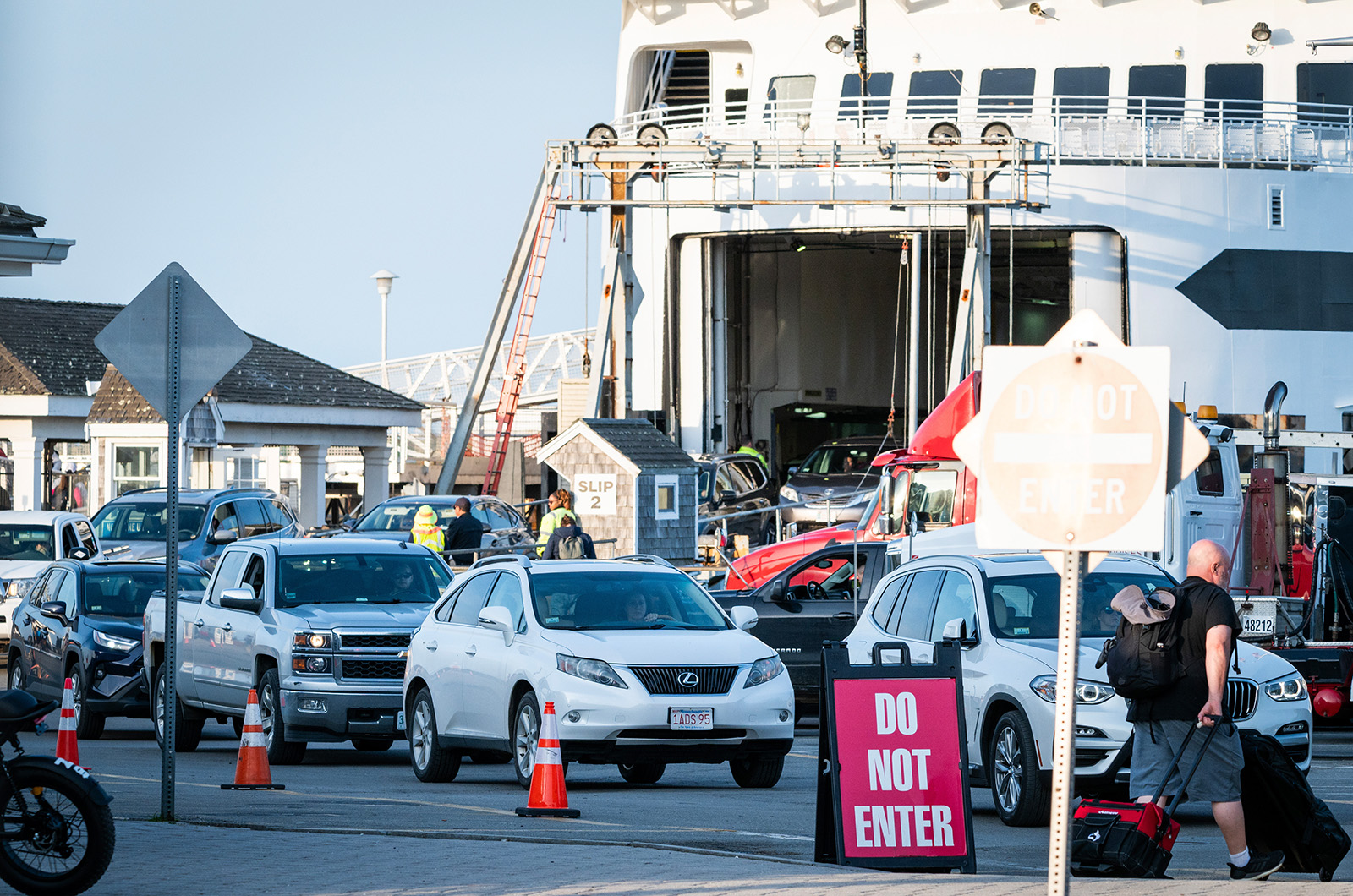 A throng of activity around the Vineyard Haven terminal.