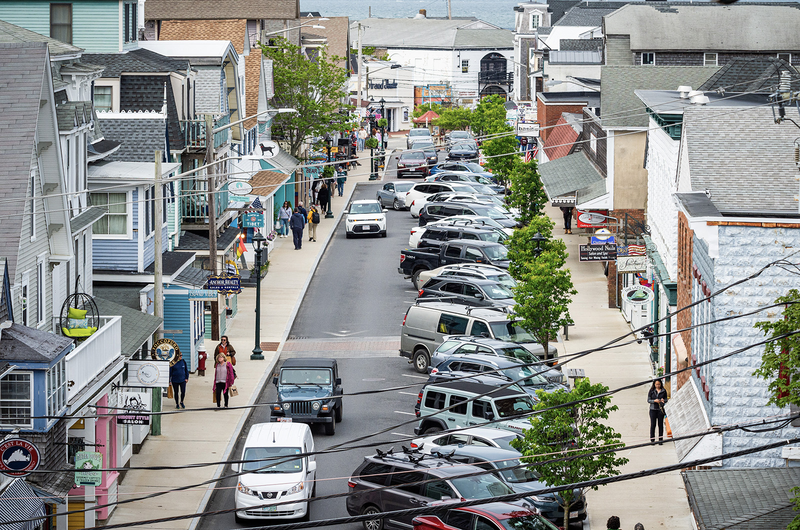 Not a parking spot in sight on Circuit Avenue. (seen from the Oak Bluffs Inn Tower)uit Avenue. (seen from the Oak Bluffs Inn Tower)