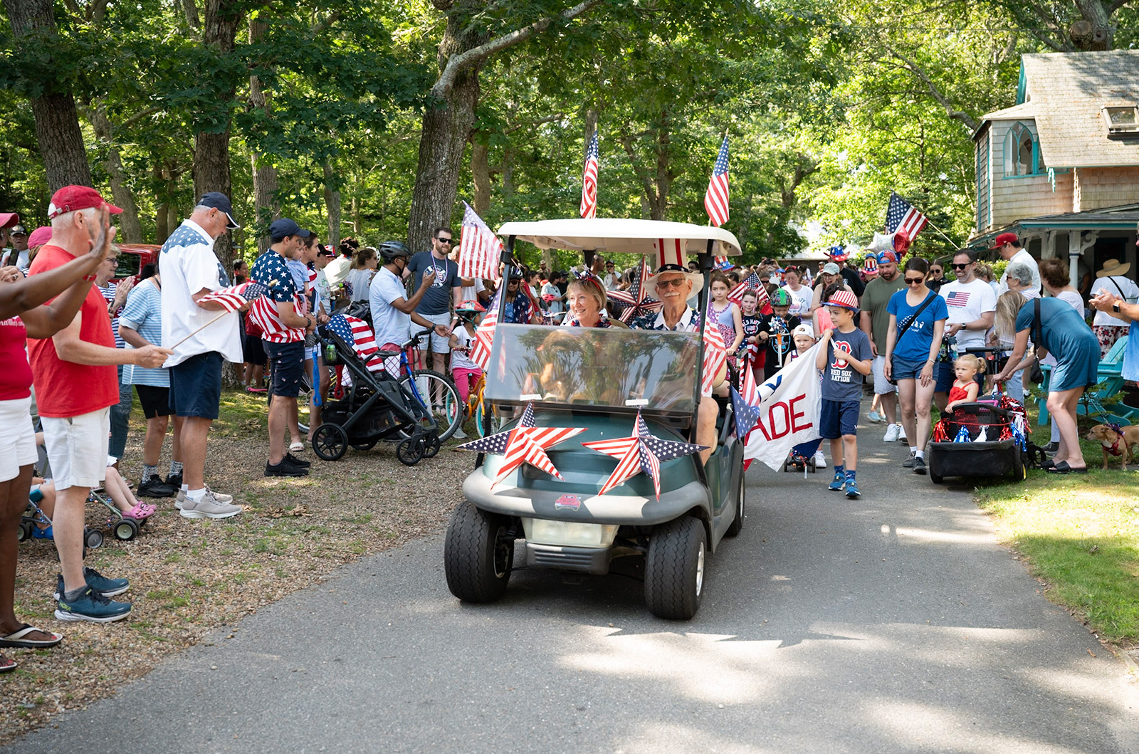 Lead golf cart paves the way.