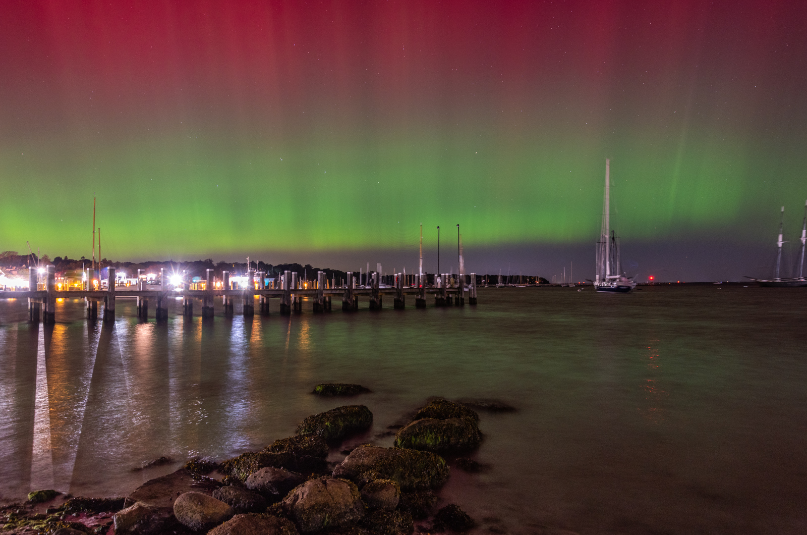 Aurora Borealis over Vineyard Haven Harbor.