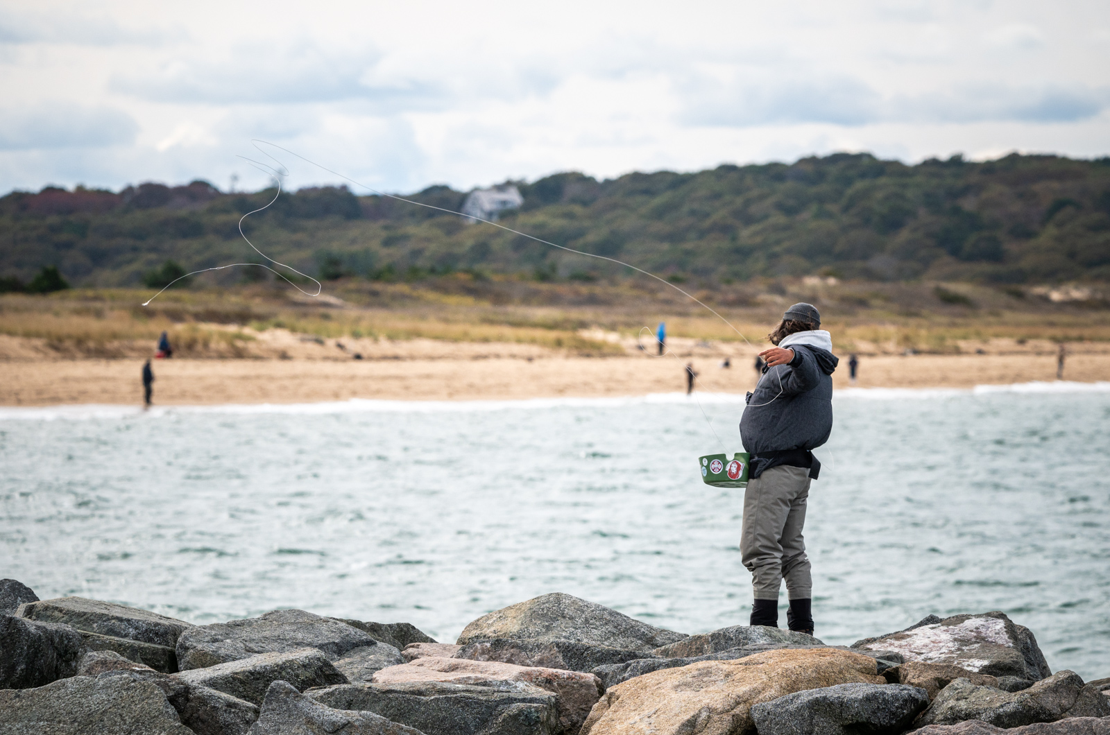 Abe Pieciak with Lobsterville Beach behind him.