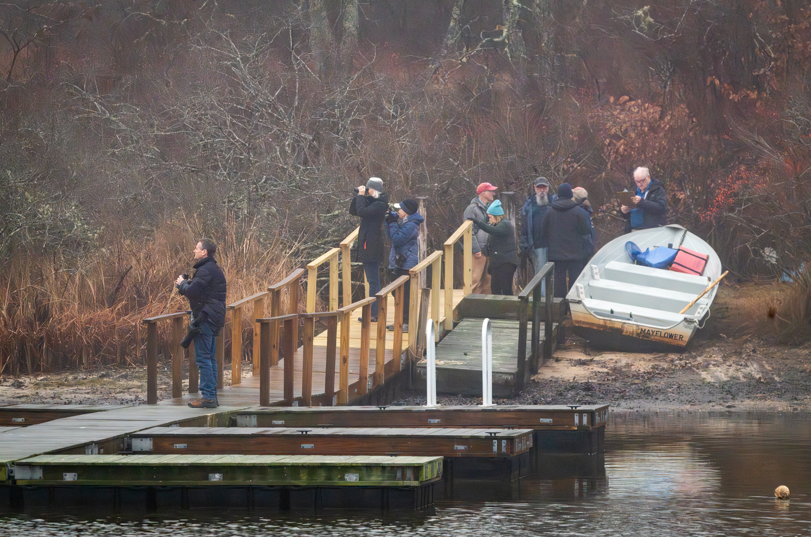 Another bird count team across the cove.