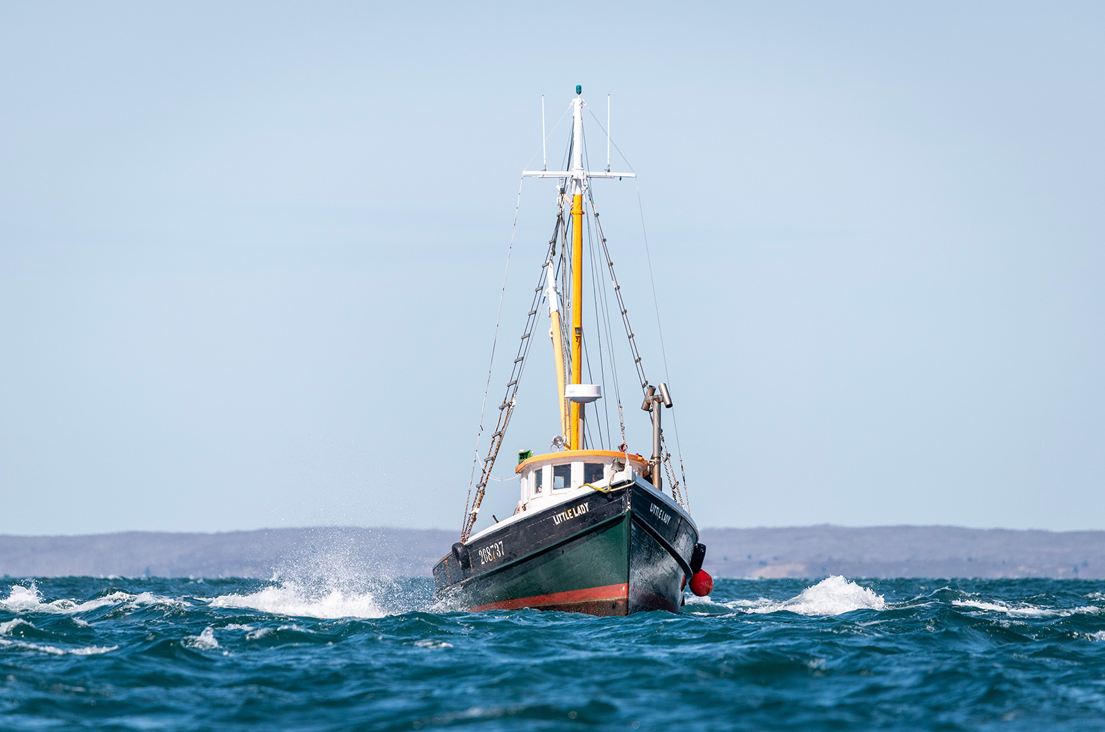 Little Lady rounds West Chop on her way from Menemsha to Vineyard Haven.