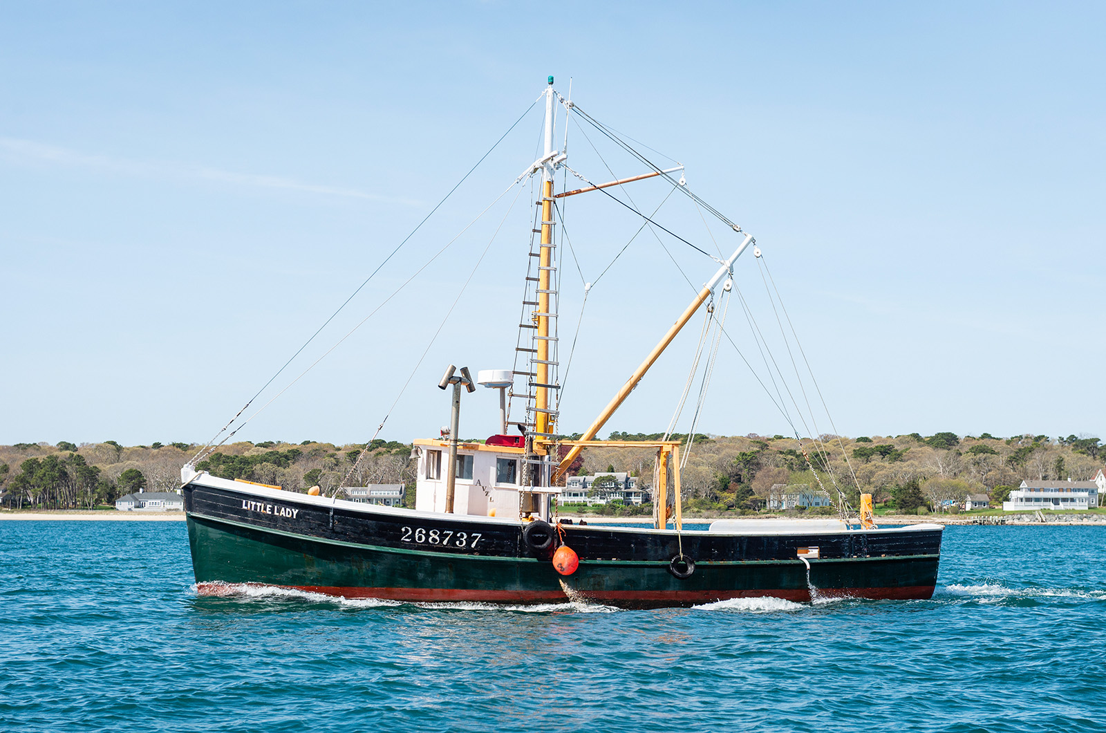 Little Lady approaching Vineyard Haven harbor.