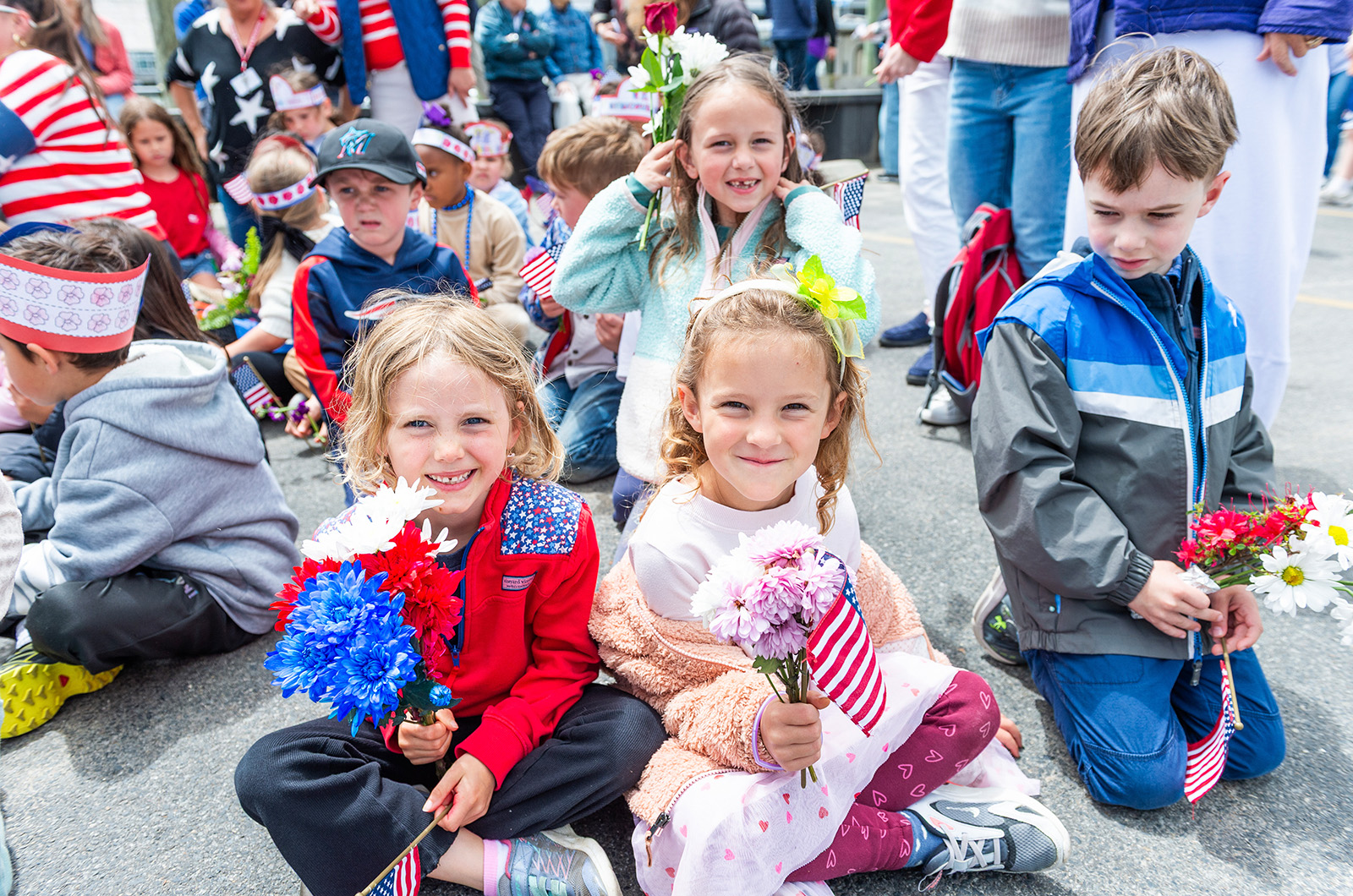 Edgartown School students gather at Memorial Wharf.