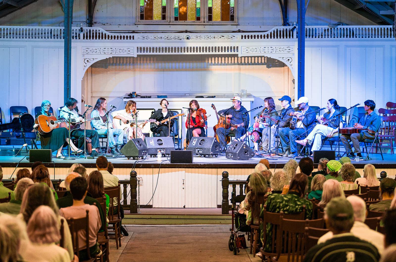 The lineup of musicians fills the Tabernacle stage.