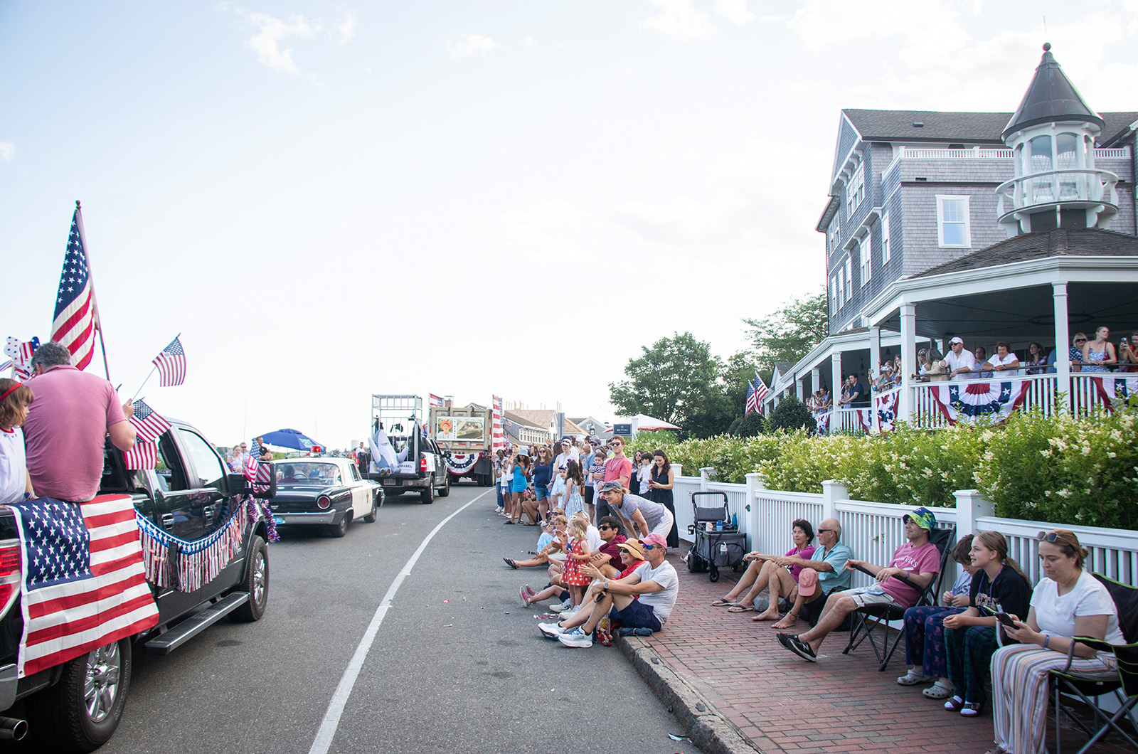 The parade rounds the Harborview Hotel onto South Water street.