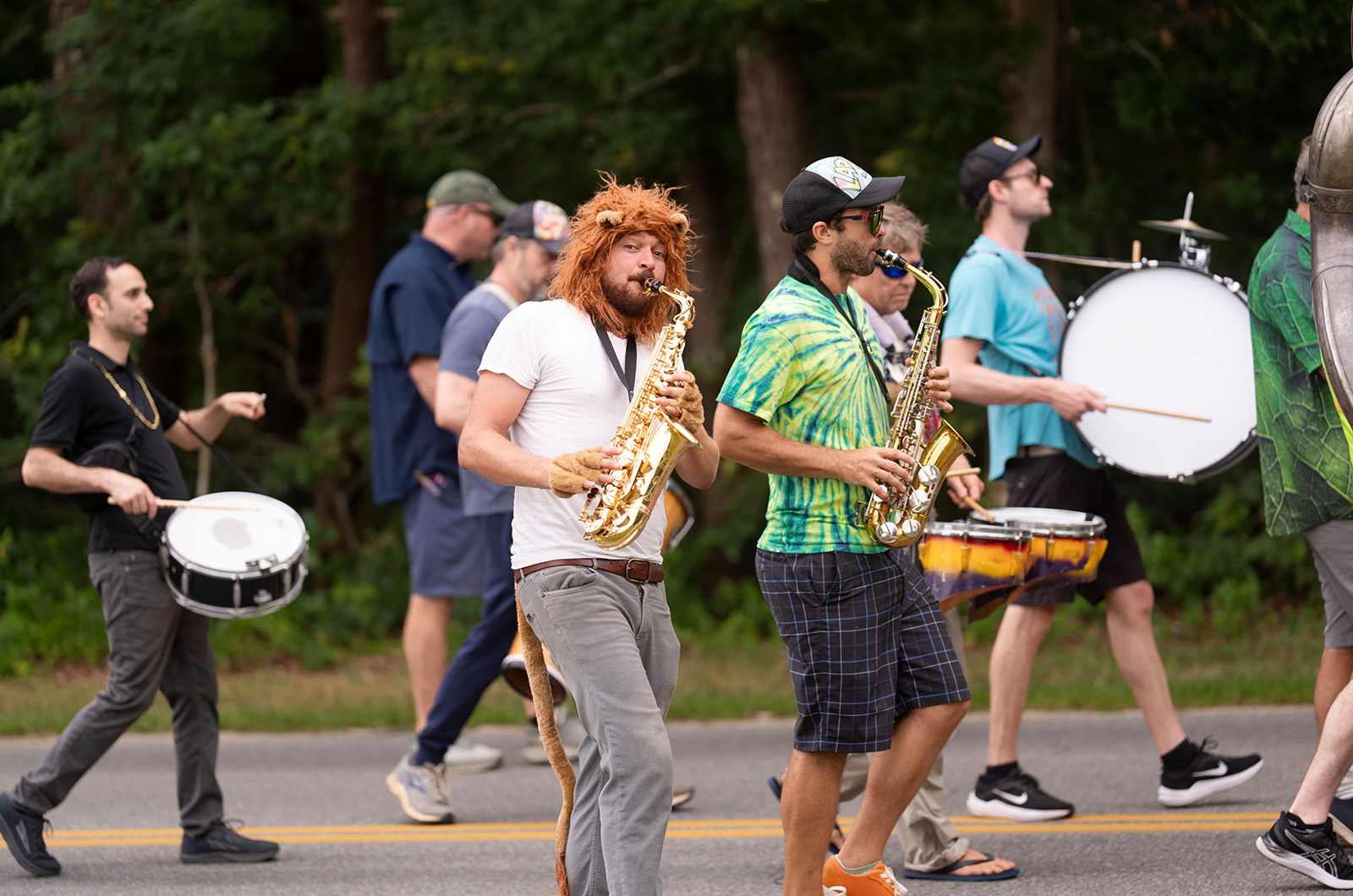 Mason Fischer (center) of the Upisland Band is getting in the spirit.