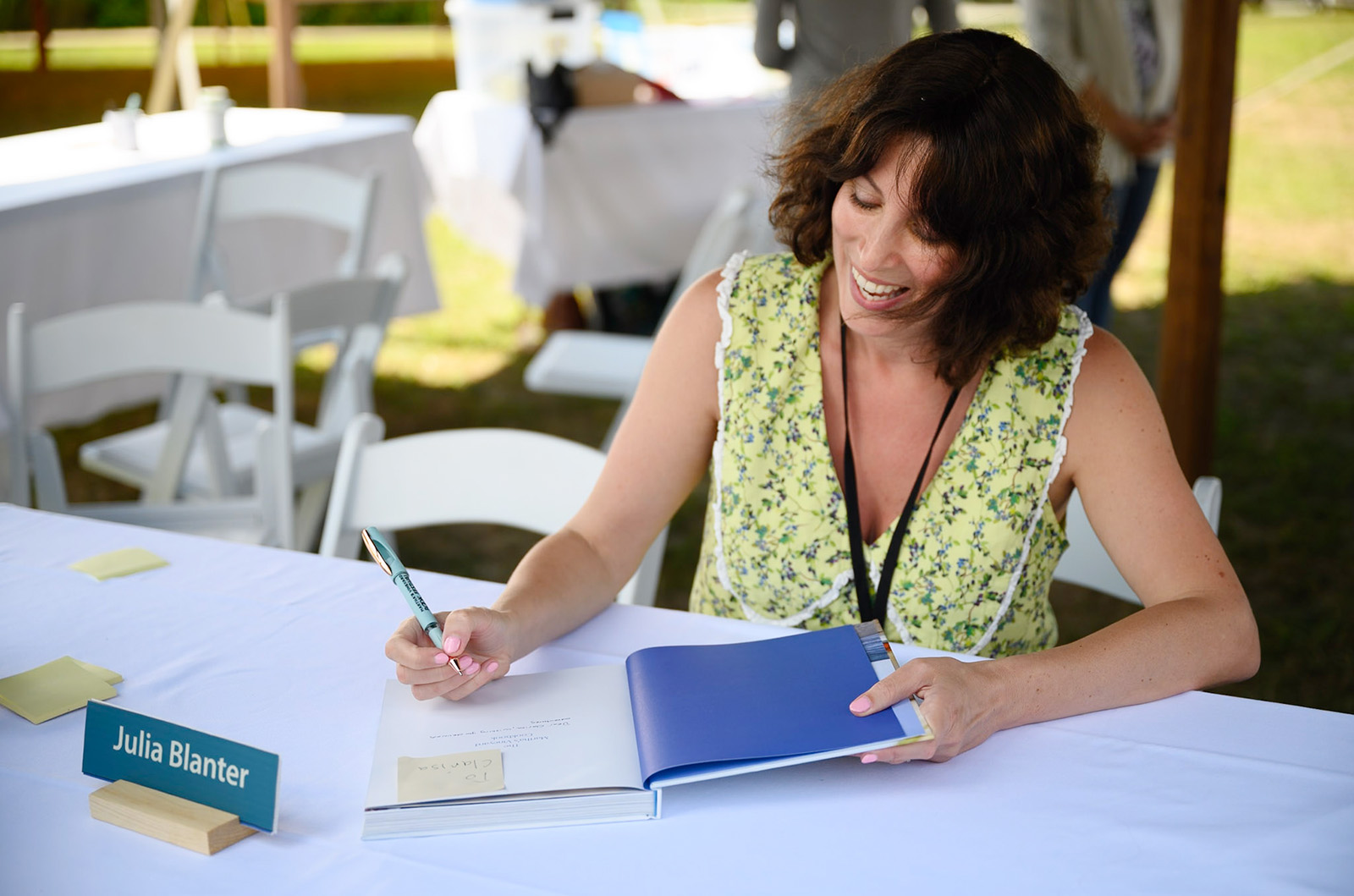 Julia Blanter signing copies of her new cookbook.
