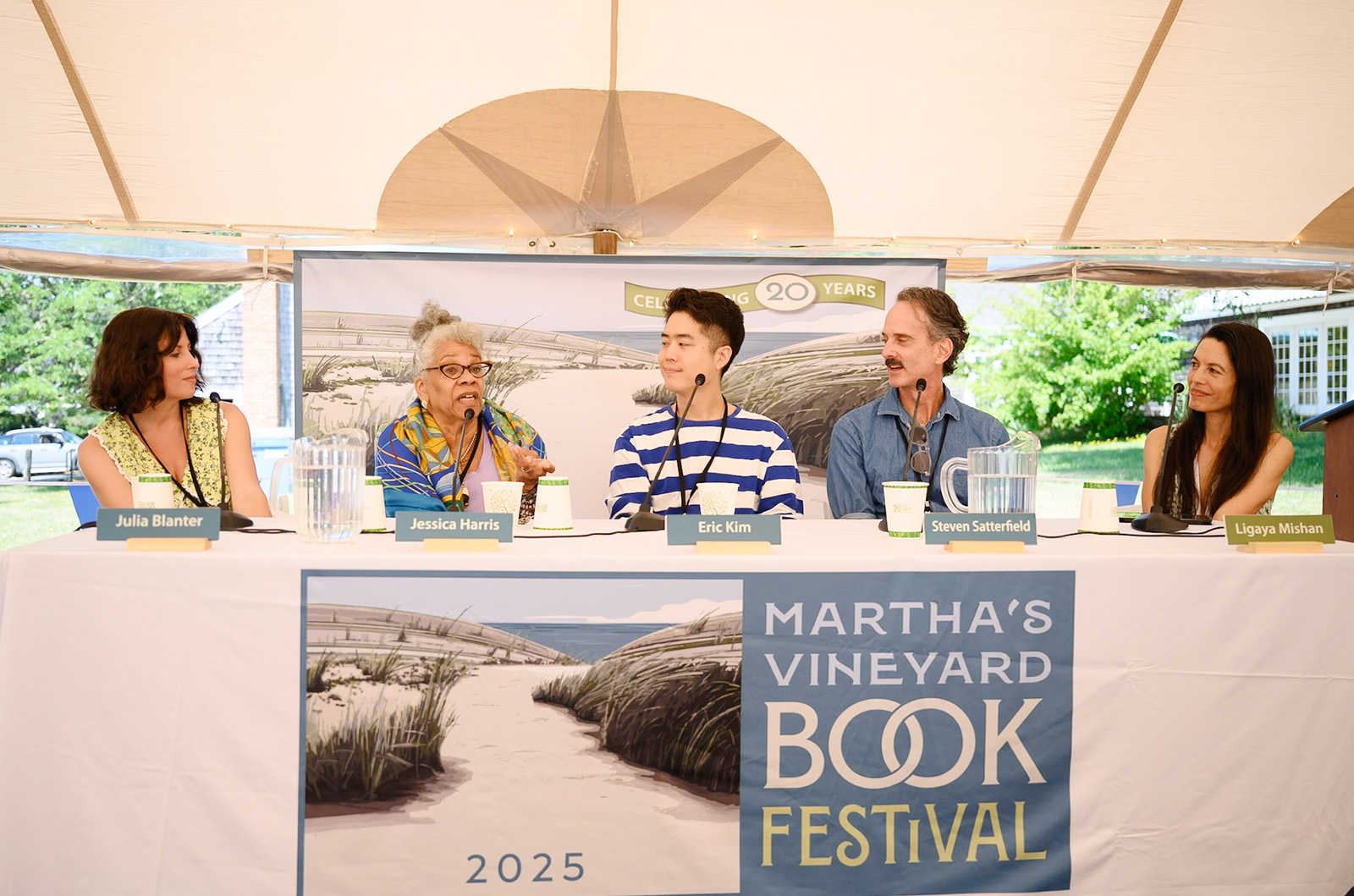 The Eating Our Stories panel featuring Julia Blanter, Jessica Harris, Eric Kim, Steven Satterfield, and Ligaya Mishan.
