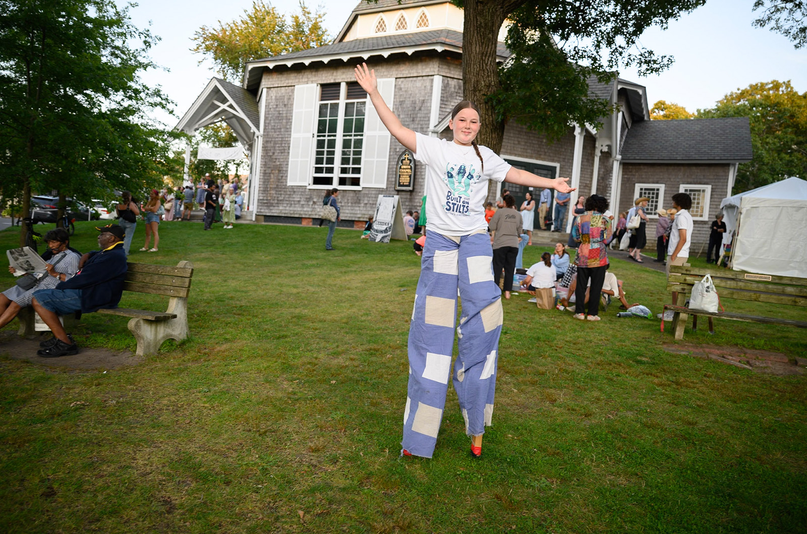Isla Luckey on the stilts.