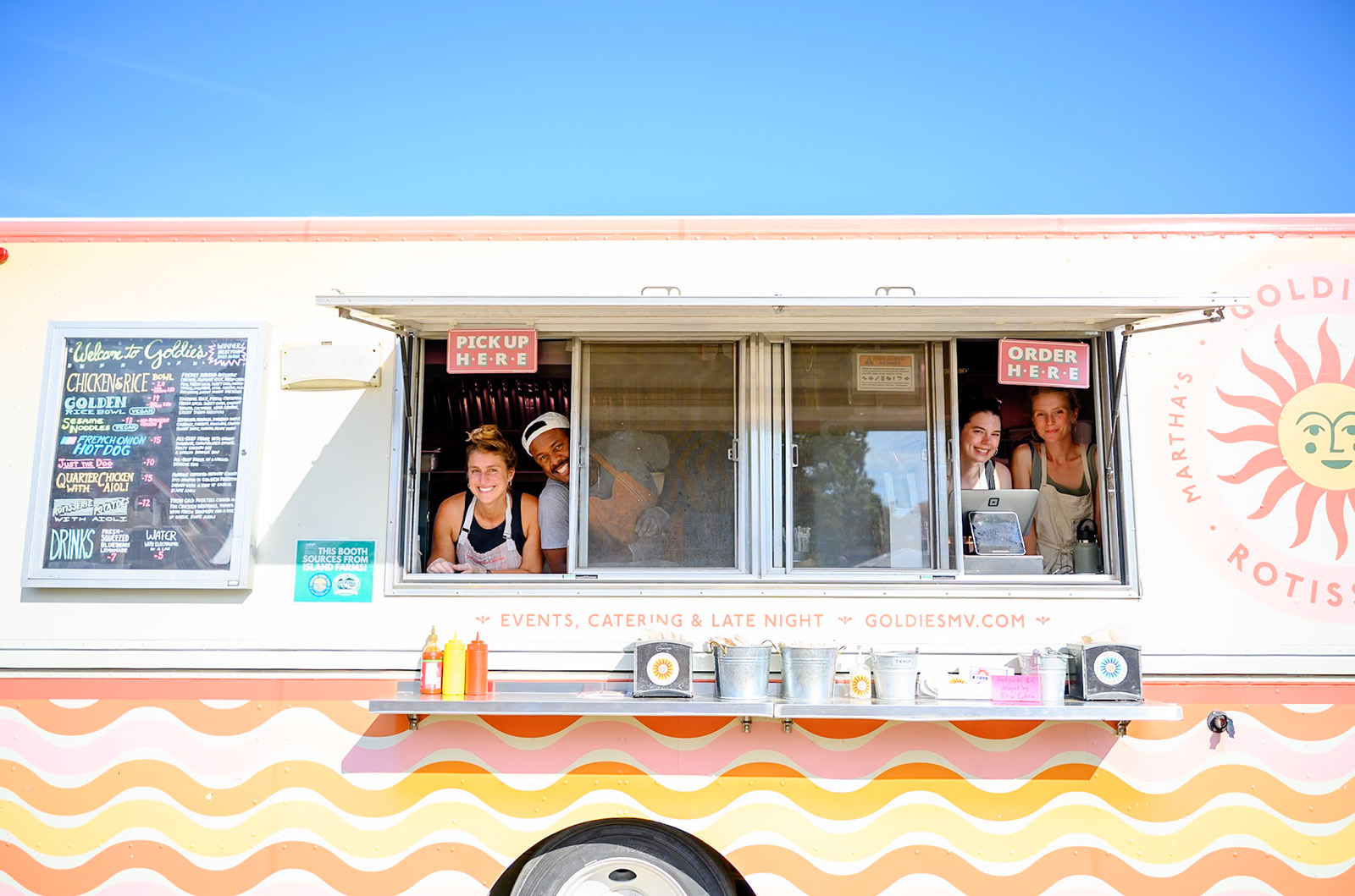 The crew at Goldie's food truck are ready for the crowds.
