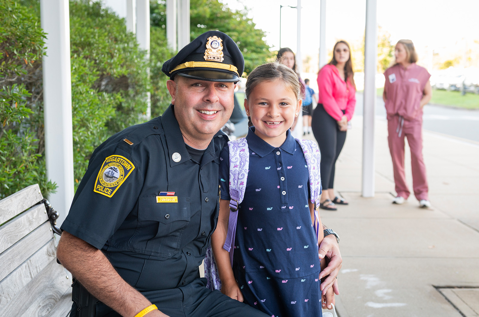 Edgartown police officer Michael Snowden with daughter Sloan.