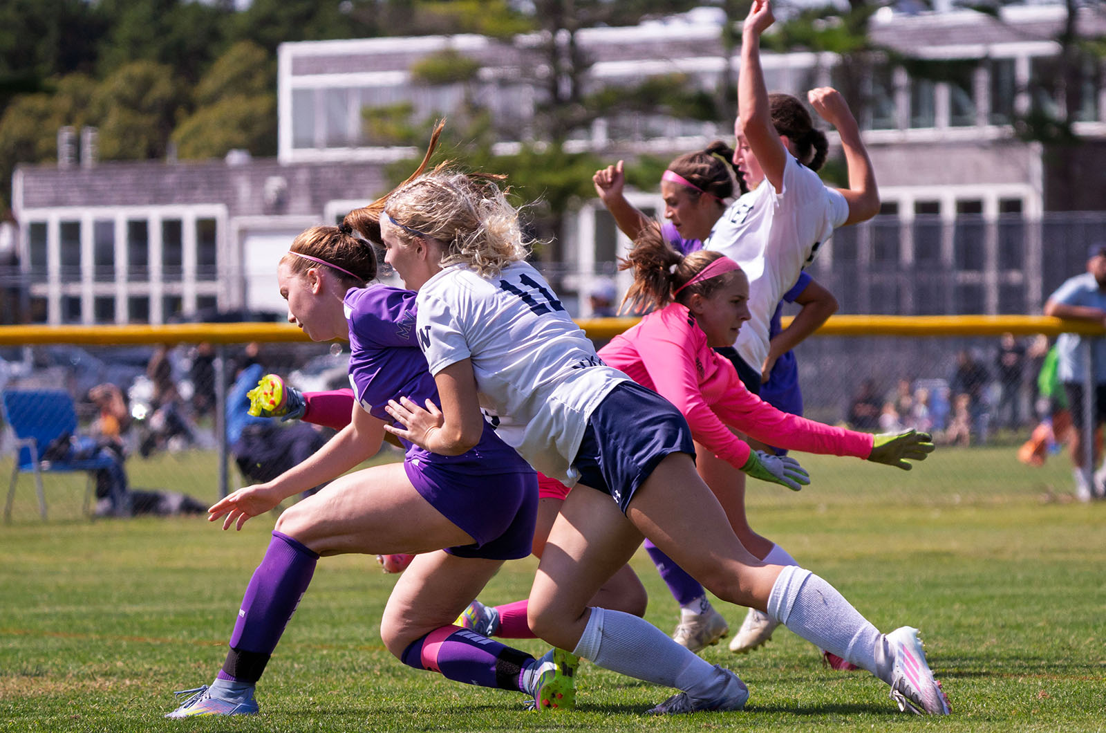 A big collision with the goalie.