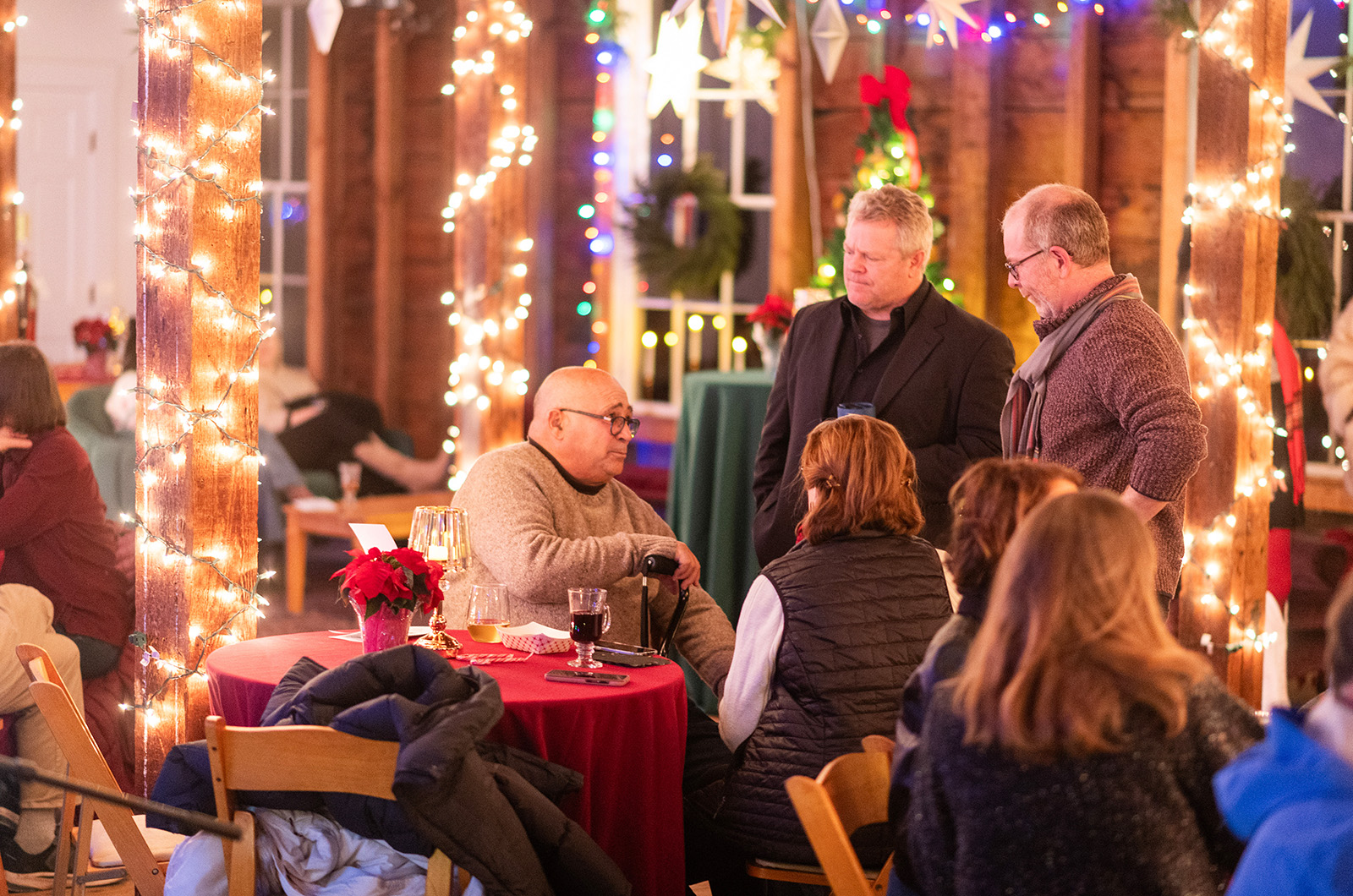 Holiday guests gather at The Grange Hall.
