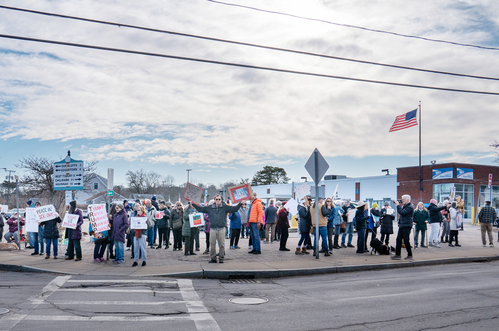 Protestors lined the street to make their voices heard.