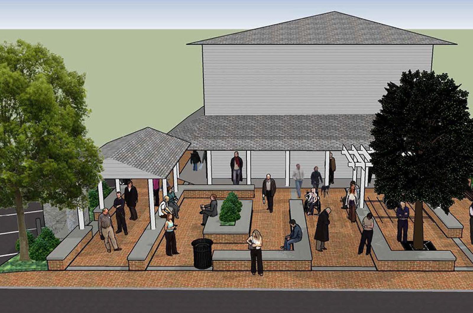 A drawing of the proposed bus stop without some of the trees.
