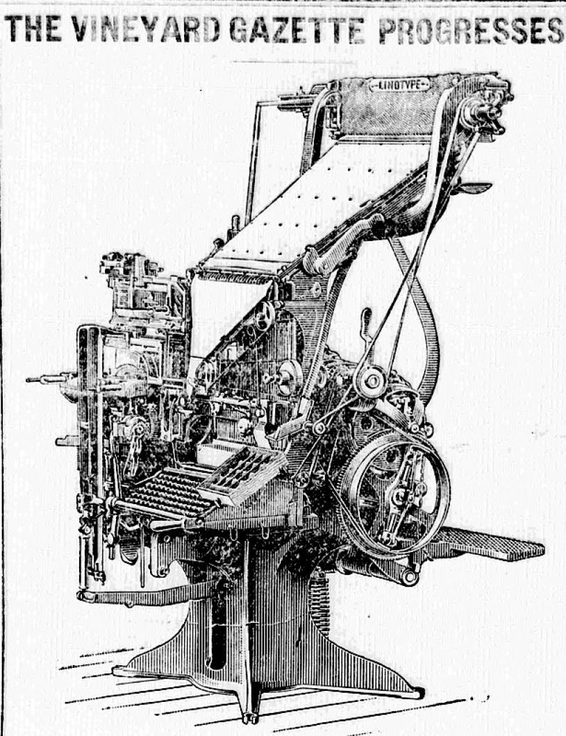 Linotype image in July 22, 1920 Vineyard Gazette