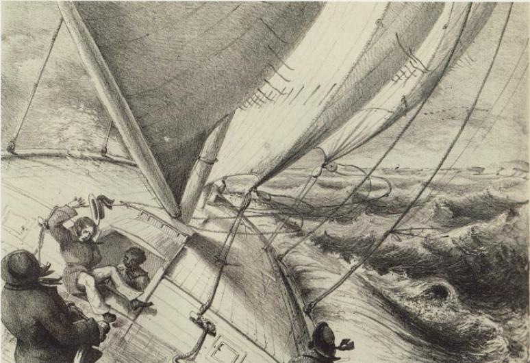 BW boat sailing