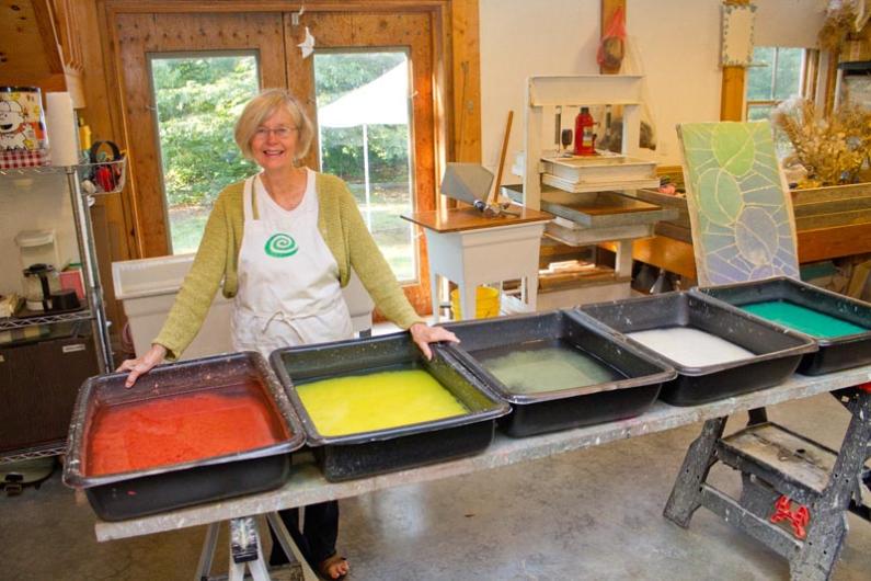 paper laboratory with Sandy Bernat, owner of Seastone Papers