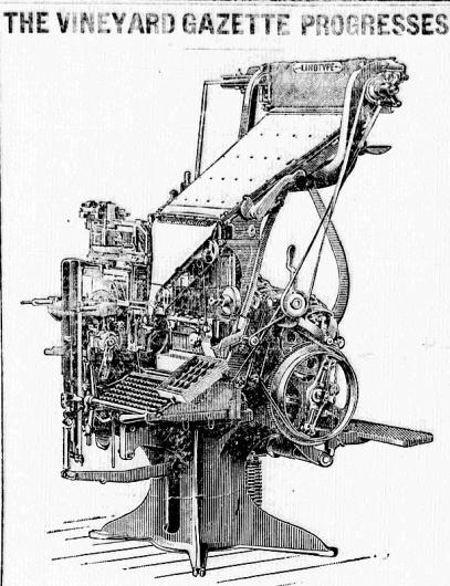 Linotype image in July 22, 1920 Vineyard Gazette