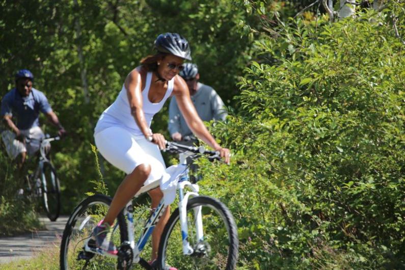 Obama Martha's Vineyard Bike Ride State Forest First Lady Vacation