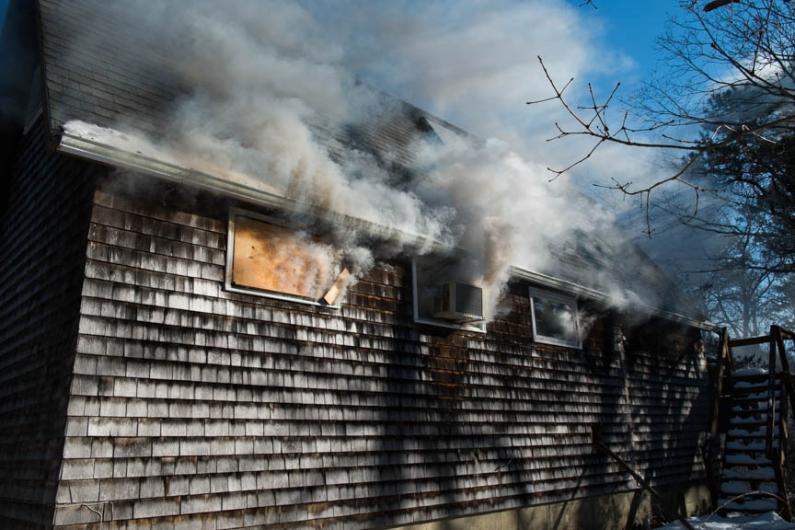 Smoke fills the house