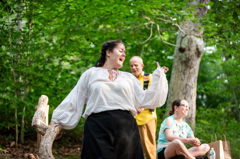 Samantha Cassidy (Maria) giving instructions to David Mintz (Fool).