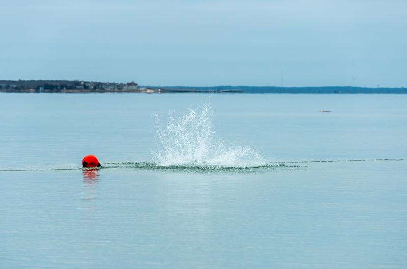 A buoy line fails under the intense force.