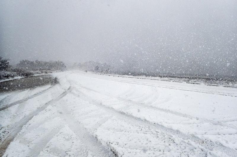 Tire tracks in the heavy snow on Beach Road in Edgartown.