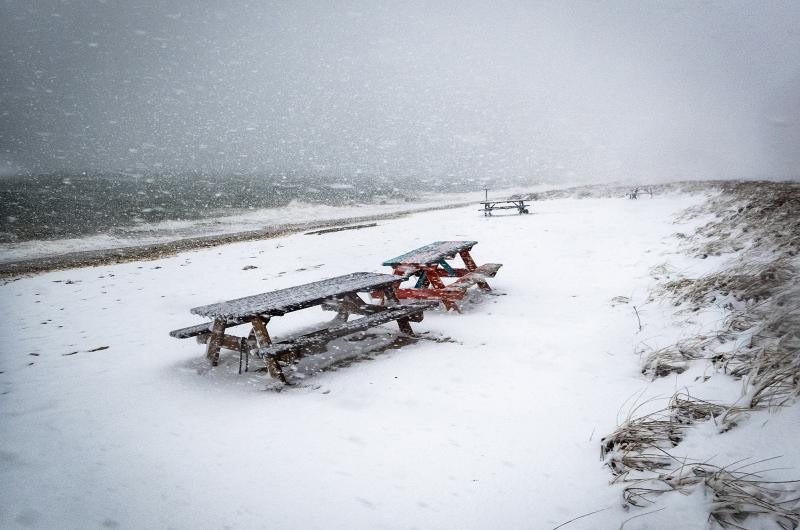 High winds also accompanied the snow.