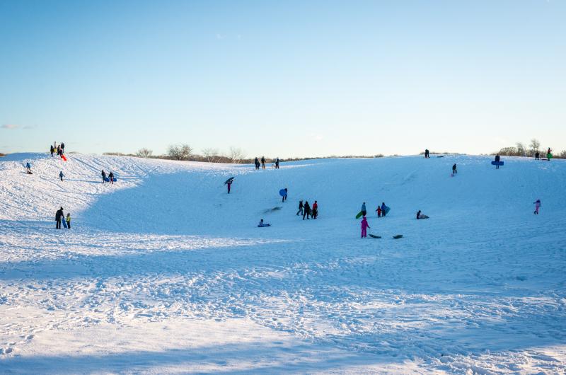 Sledders did not want to go home a shadows lengthened.