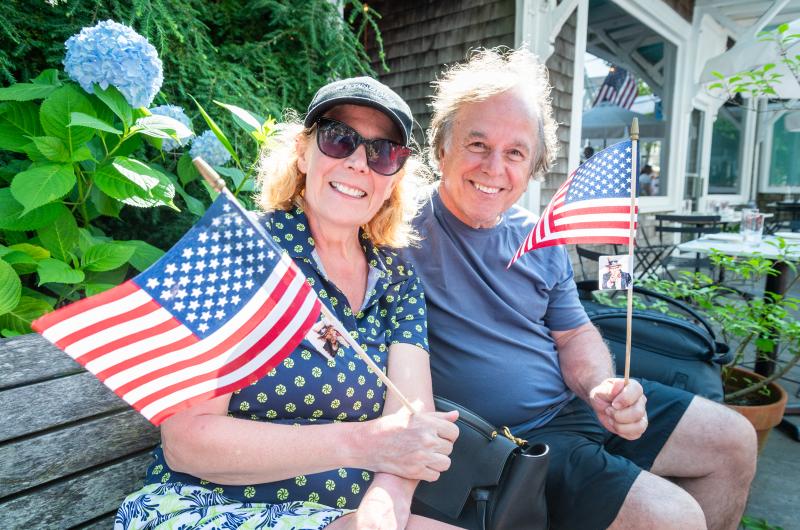 Kathy Jordan and David Jordan found a good spot on Main street.