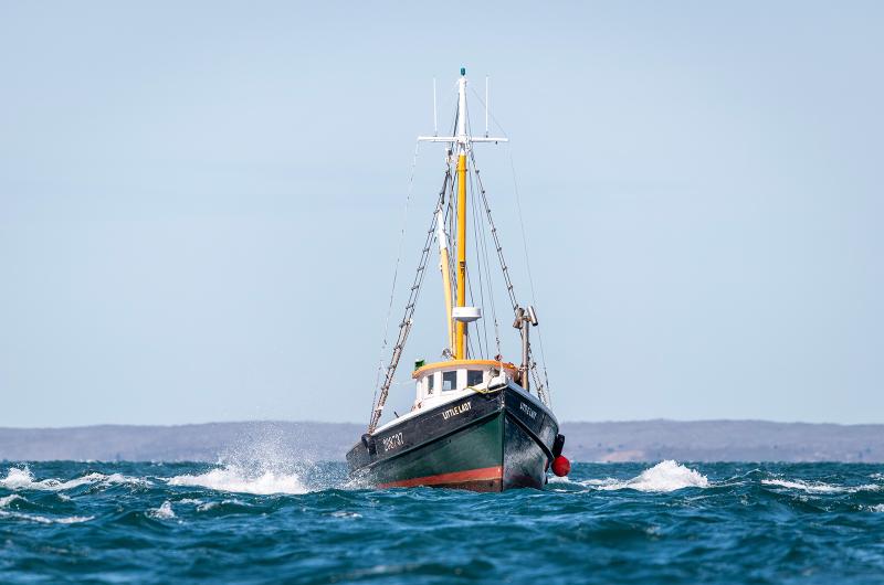 Little Lady rounds West Chop on her way from Menemsha to Vineyard Haven.