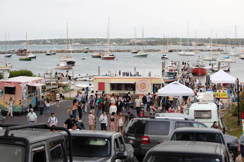 Crowds gather at Owen Park in Vineyard Haven.