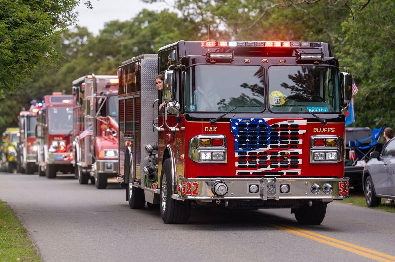 Oak Bluffs fire trucks bring up the rear.
