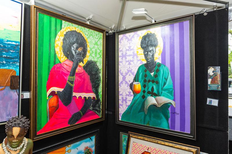 Paintings by Akindele John at Waterkolours gallery.